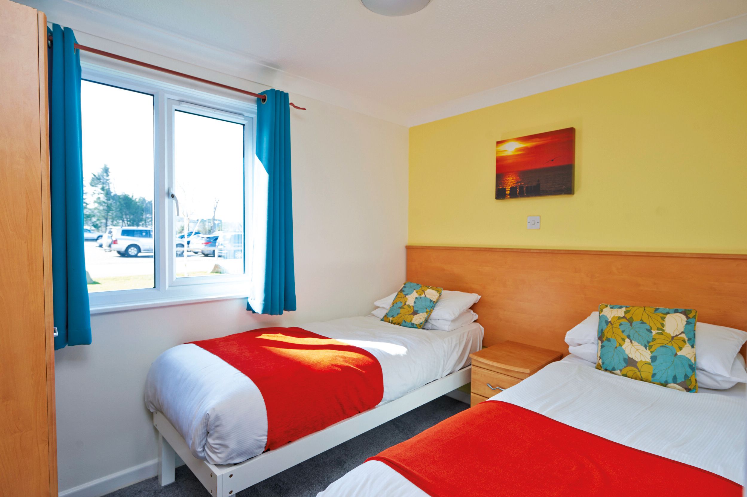 A twin bedroom in our Gold Apartments at Minehead.