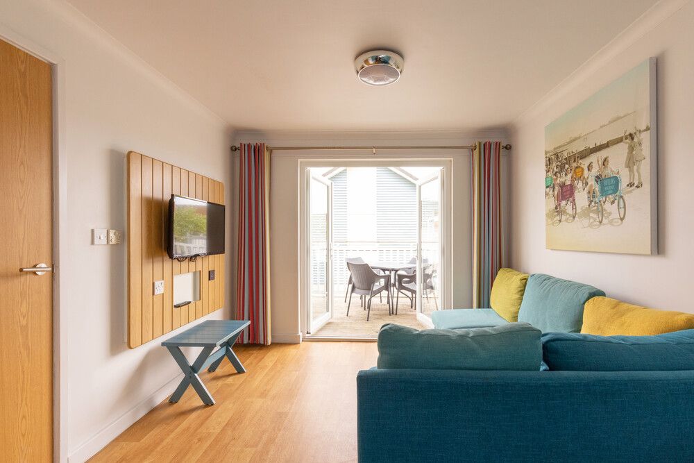 A living room with terrace in our Seaside Apartments at Skegness.