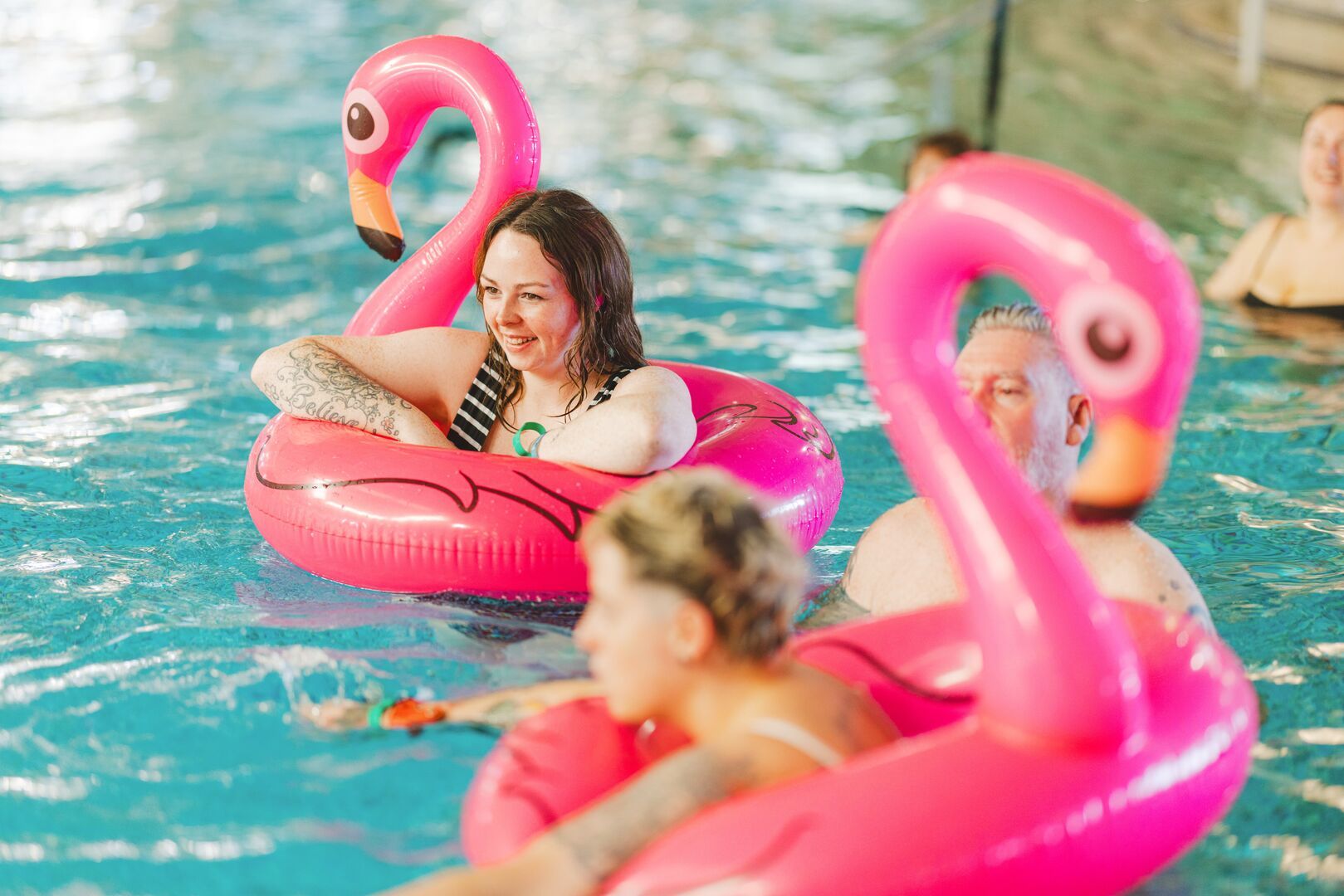 A moment of calm at the pool party.