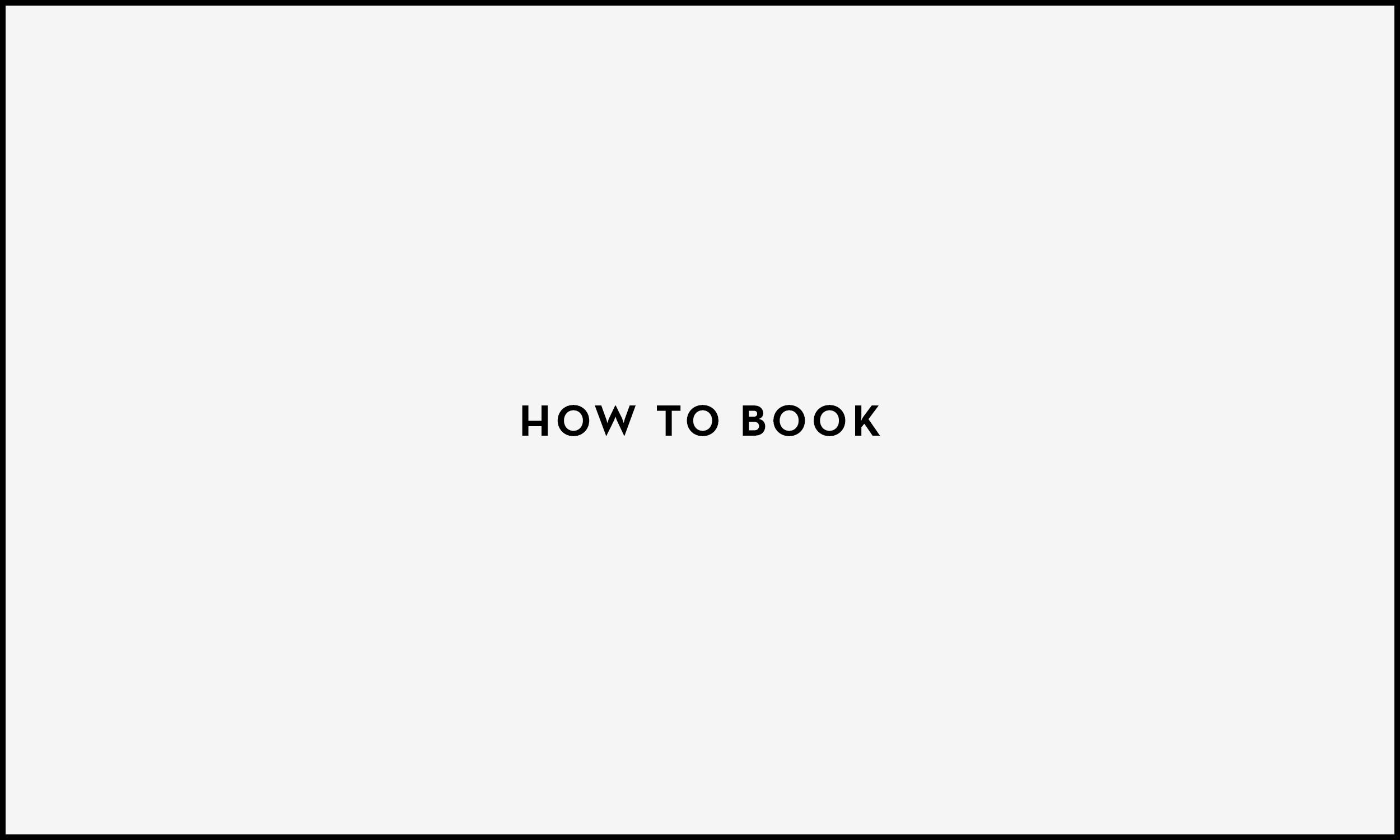 The image contains the text 'How to book' which is black and on a light grey background