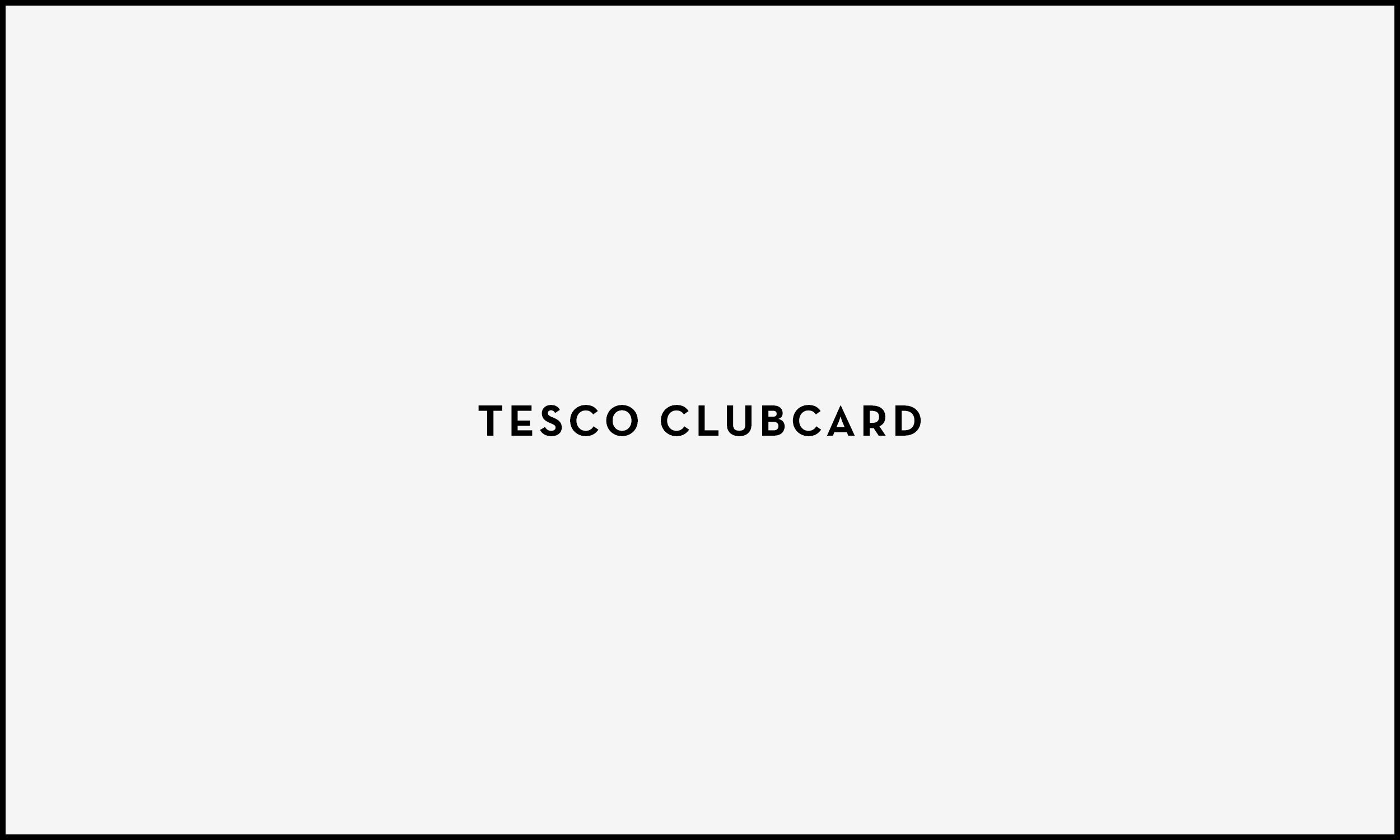 The image contains the text 'Tesco Clubcard' which is black and on a light grey background