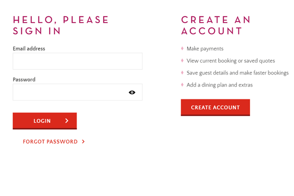Step 2 of a process to book a break via the Holiday Credit page.