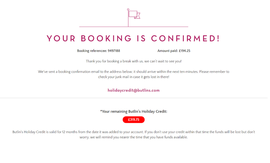 Step 4 of a process to book a break via the Holiday Credit page.