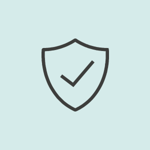 The holiday protection icon. A Shield with a checkmark in the centre, symbolising security or protection.