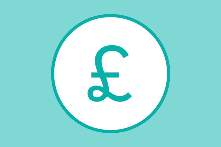 An icon of a british pound sign in a circle, used to represent the lowest price guarantee at Butlin's