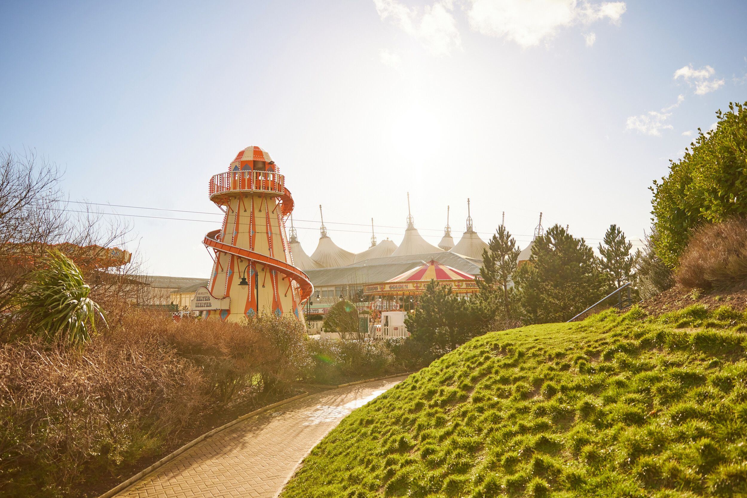 A view of the fairground during the day.