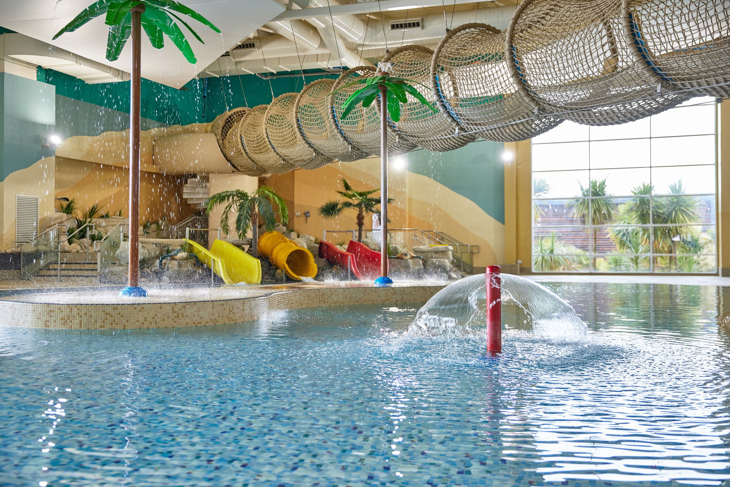 A view of the Skegness pool consisting of water slides.