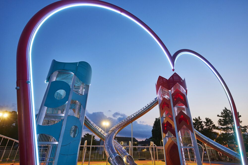 The two climbing towers at Butlin's Skypark in Minehead resort.