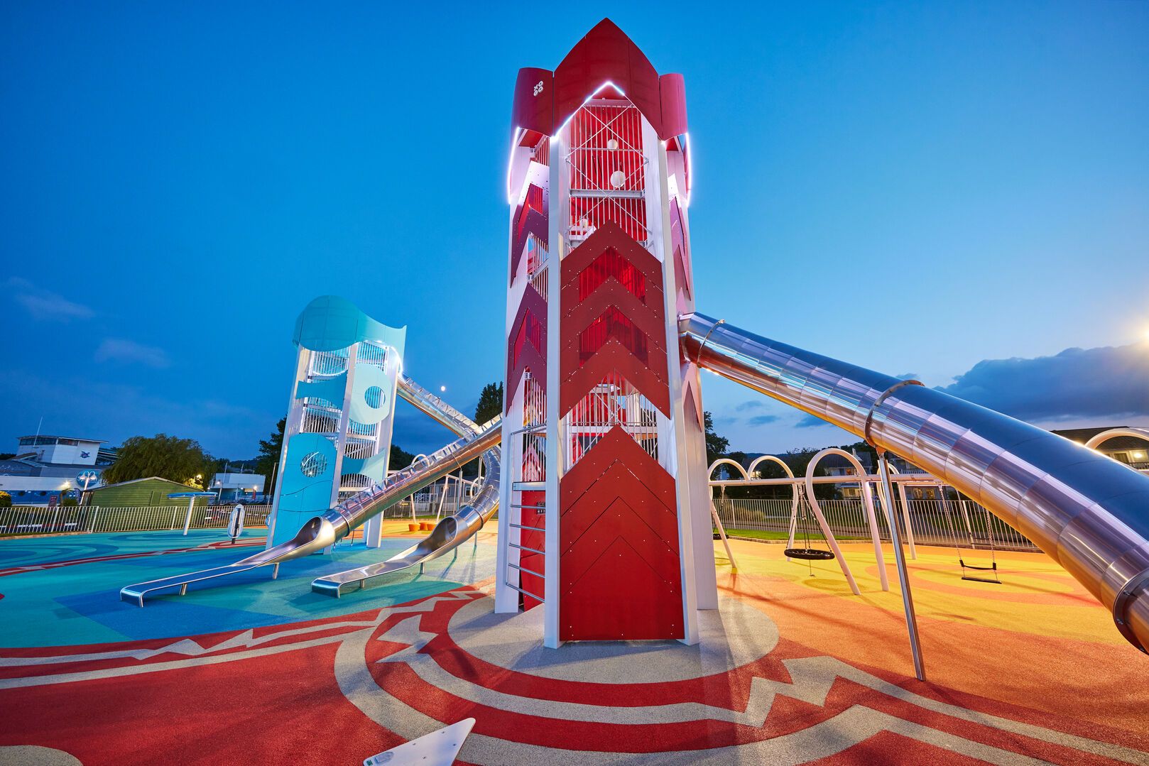 The Skypark climbing towers at Minehead resort.